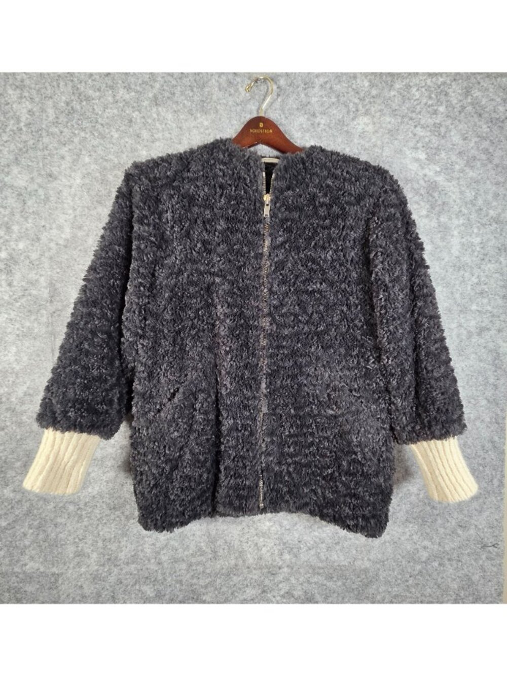 Isabel Marant Etoile Dark Grey Faux Fur Easy Abriil Coat Zippered Size XS - Picture 2 of 10